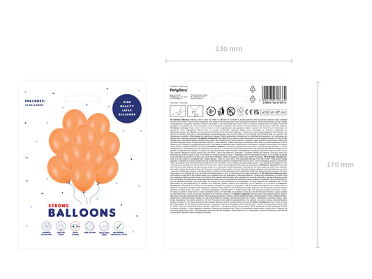 Ballonger, Pastell Mandarin, 10-pack