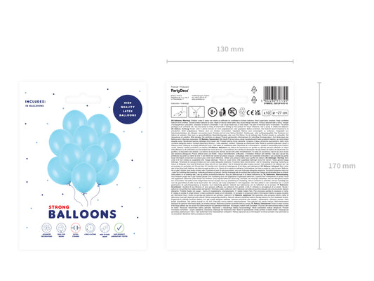 Ballonger, Pastell Ljusblå, 10-pack