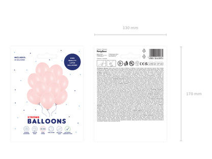 Ballonger, Pastell Ljusrosa, 10-pack