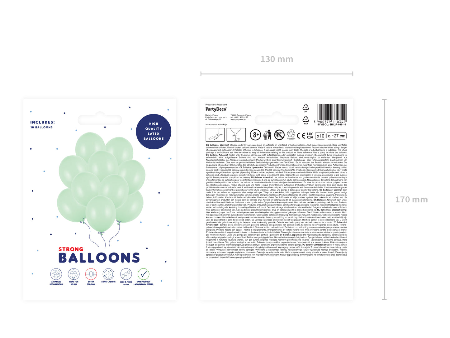 Ballonger, Pastell Pistage, 10-pack