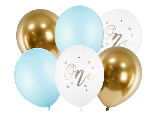 Ballonger, One, Ljusblå/Guld