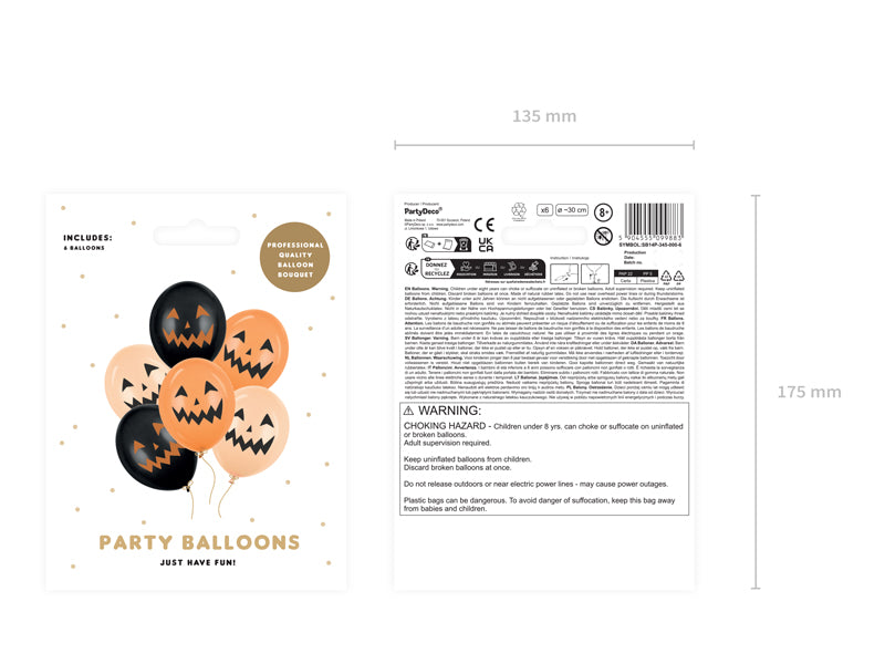 Ballonger, Halloween Pumpor, 6-pack