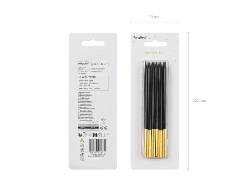 Tårtljus, Svart, 12-pack