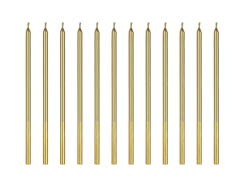 Tårtljus, Guld, 12-pack