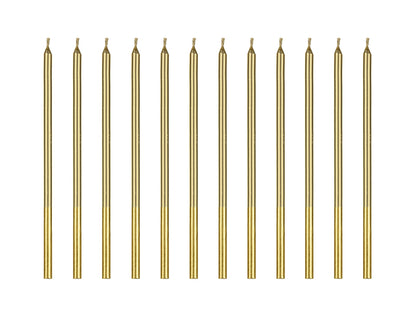 Tårtljus, Guld, 12-pack