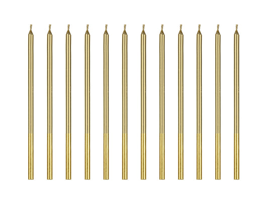 Tårtljus, Guld, 12-pack