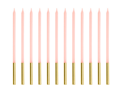 Tårtljus, Ljusrosa, 12-pack