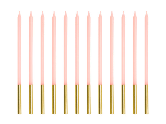 Tårtljus, Ljusrosa, 12-pack