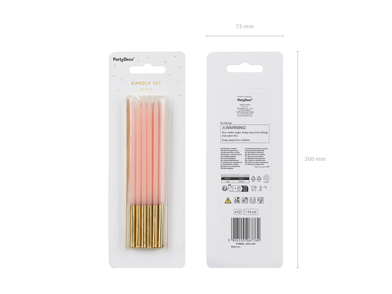 Tårtljus, Ljusrosa, 12-pack