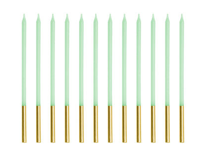 Tårtljus, Ljusgrön, 12-pack
