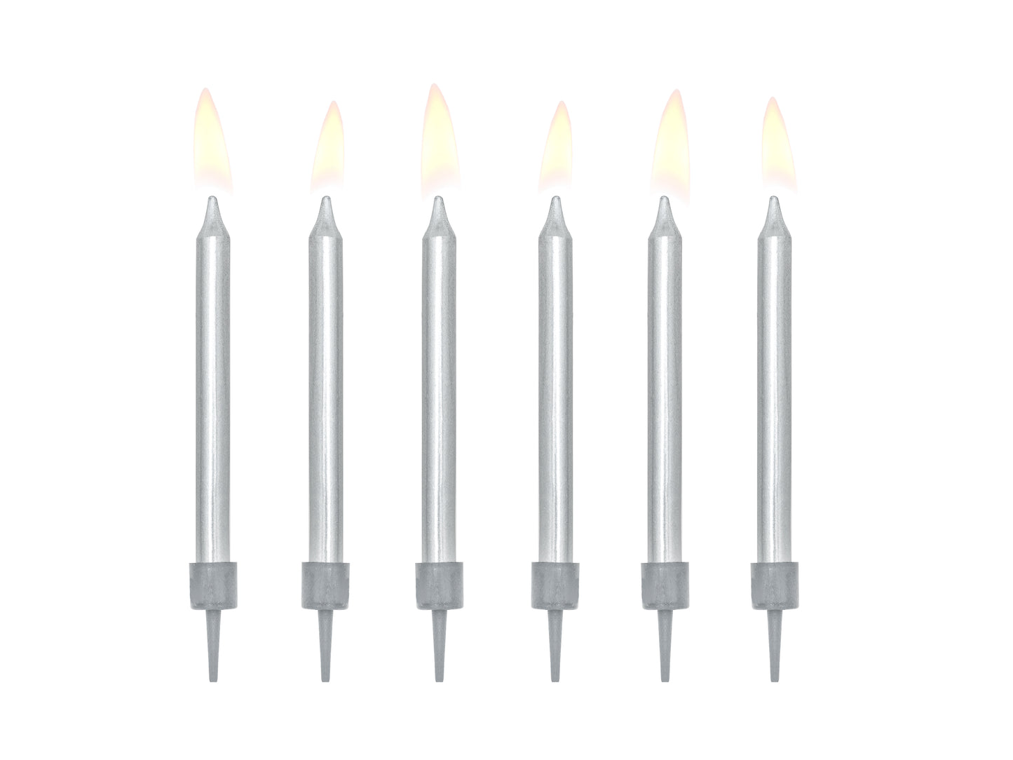 Tårtljus, Silver, 6-pack