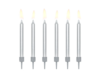 Tårtljus, Silver, 6-pack