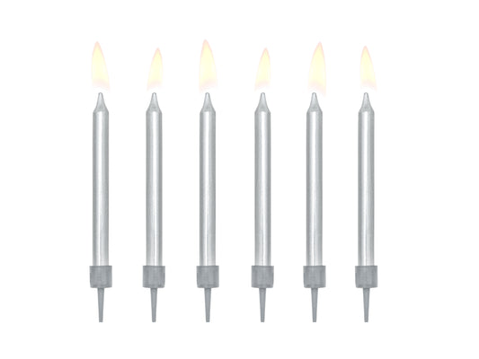 Tårtljus, Silver, 6-pack