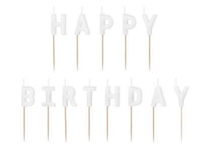 Tårtljus, Happy Birthday, Vit