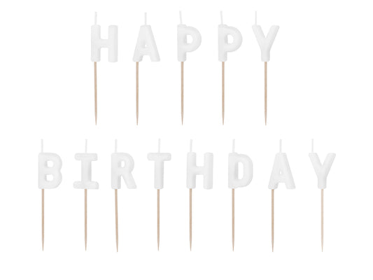 Tårtljus, Happy Birthday, Vit