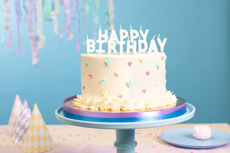 Tårtljus, Happy Birthday, Vit