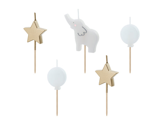 Tårtljus, Elefant, 5-pack