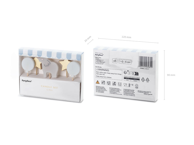 Tårtljus, Elefant, 5-pack