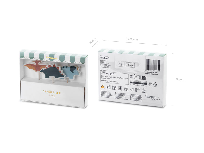 Tårtljus, Dinosaurier, 3-pack