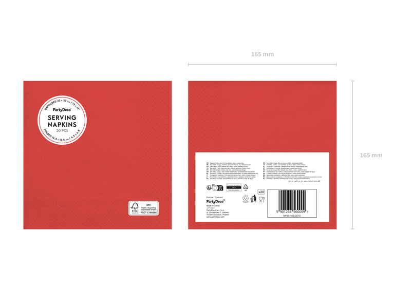 Servetter, Röd, 20-pack
