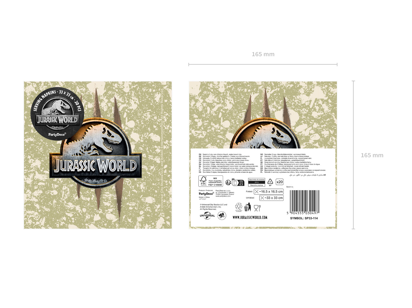 Servetter, Jurassic World, 20-pack