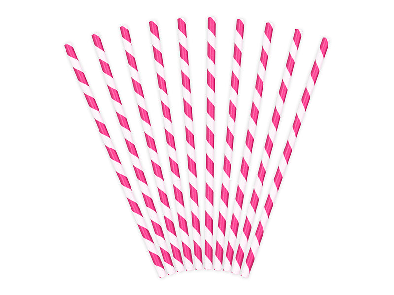 Sugrör, Rosa/Randig, 10-pack