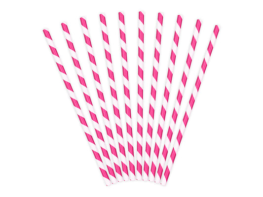 Sugrör, Rosa/Randig, 10-pack
