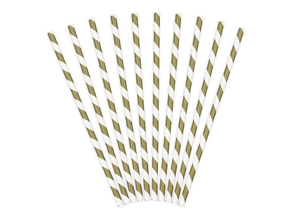 Sugrör, Matt Guld/Randig, 10-pack