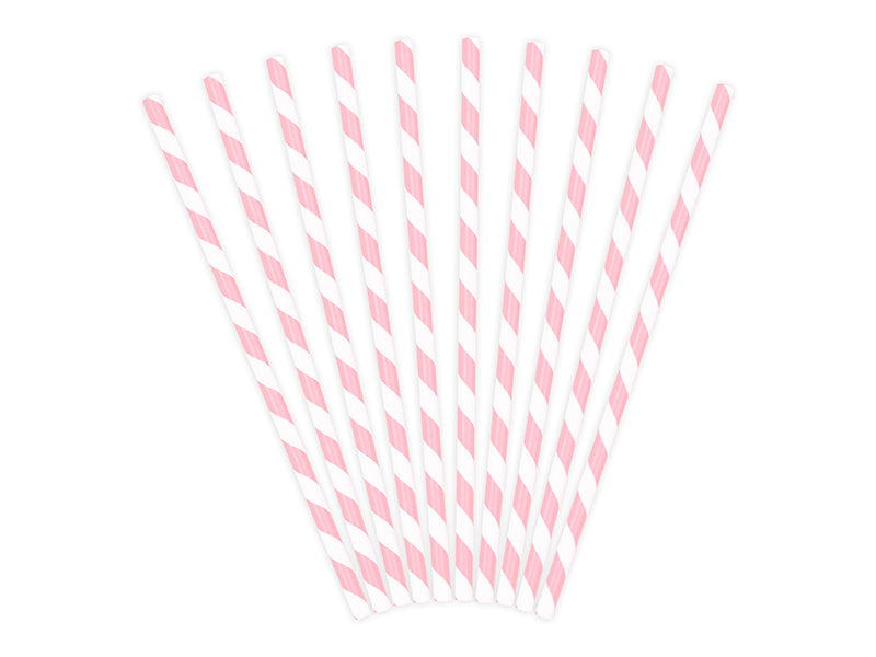 Sugrör, Ljusrosa/Randig, 10-pack