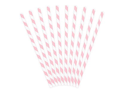 Sugrör, Ljusrosa/Randig, 10-pack