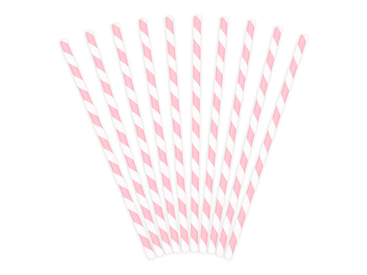 Sugrör, Ljusrosa/Randig, 10-pack