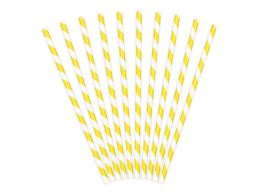 Sugrör, Gul/Randig, 10-pack
