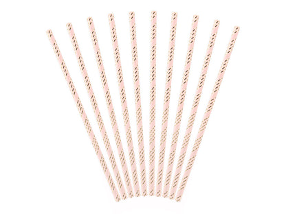 Sugrör, Rosa/Guld, 10-pack