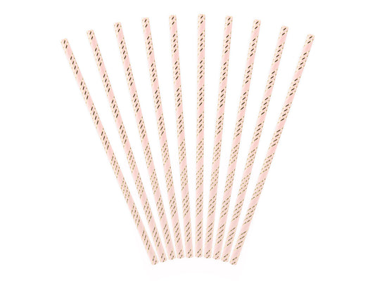 Sugrör, Rosa/Guld, 10-pack