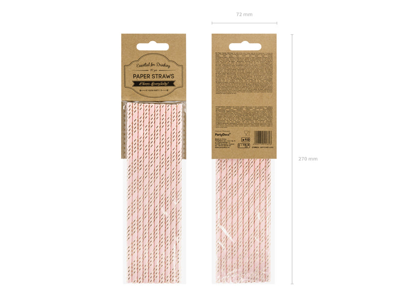 Sugrör, Rosa/Guld, 10-pack