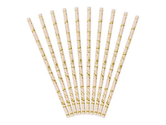 Sugrör, Rosa/Marmor, 10-pack