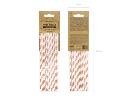 Sugrör, Roséguld/Randig, 10-pack