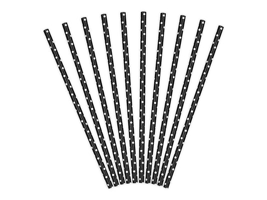 Sugrör, Svart/Prickig, 10-pack