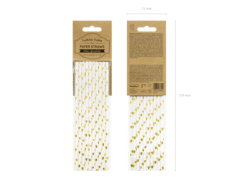 Sugrör, Guld/Prickig, 10-pack