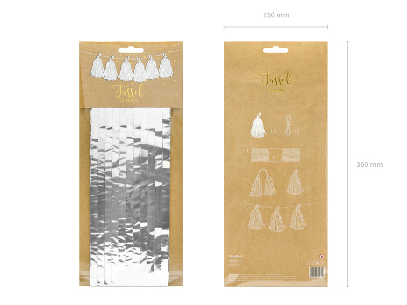 Girlang, Tassel, Silver, 1,5m