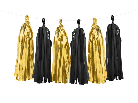 Girlang, Tassel, Guld/Svart, 1,5m