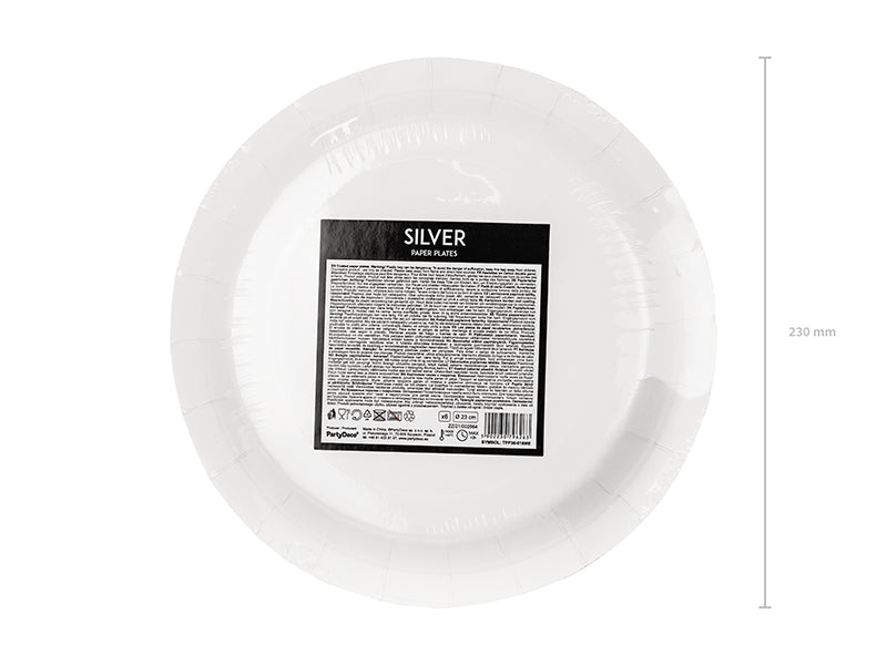Papperstallrik, Silver, 6-pack