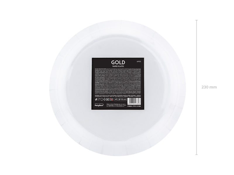 Papperstallrik, Guld, 6-pack
