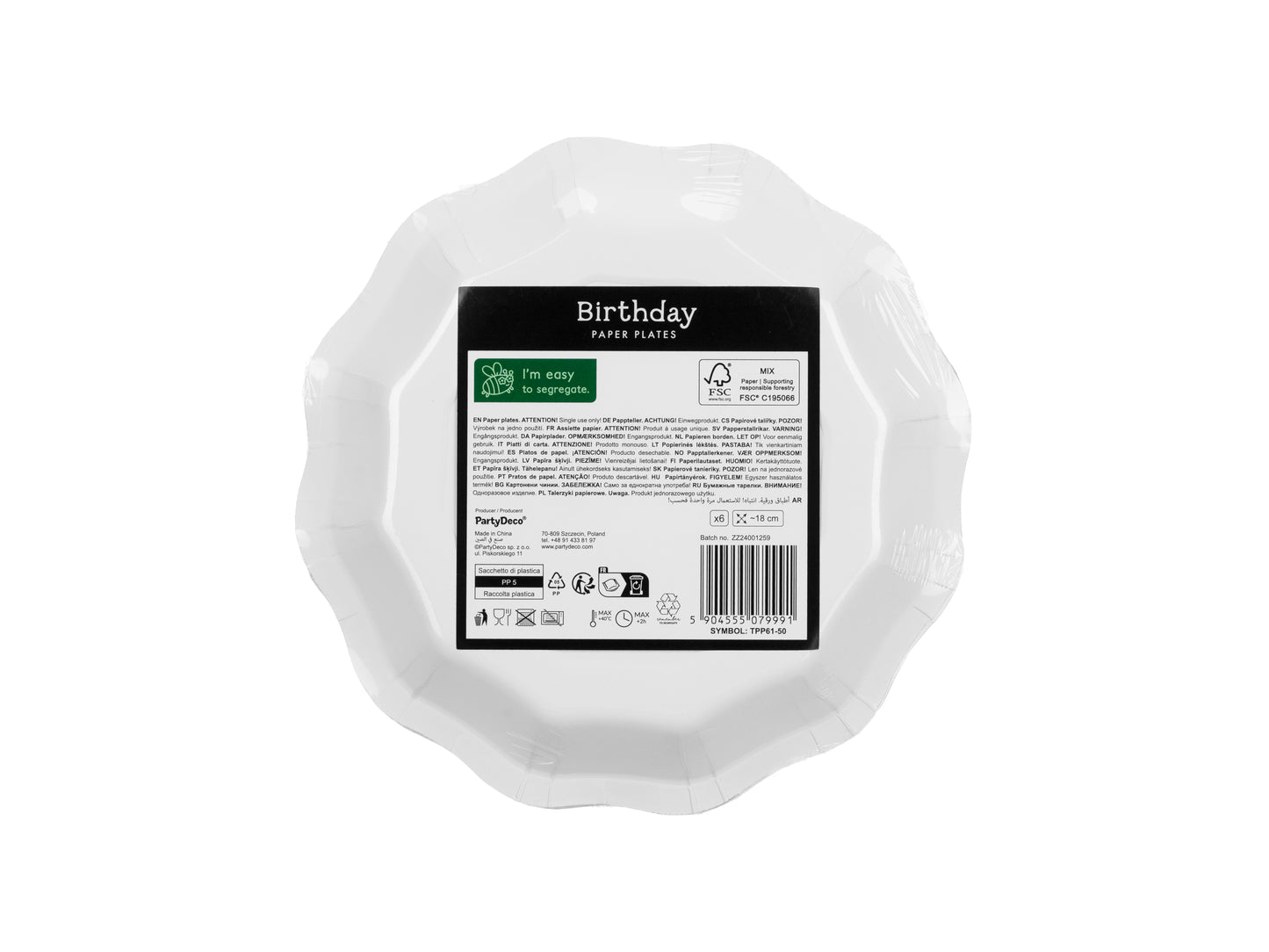 Papperstallrik, 18, 6-pack