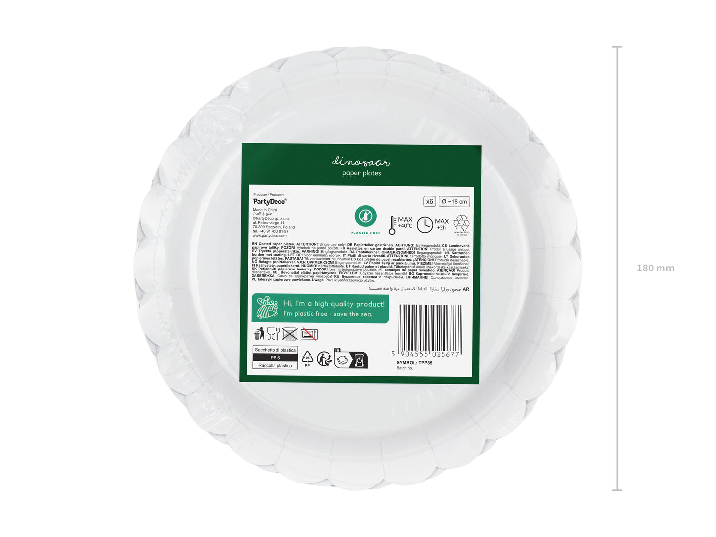 Papperstallrik, Dinosaurier, 6-pack