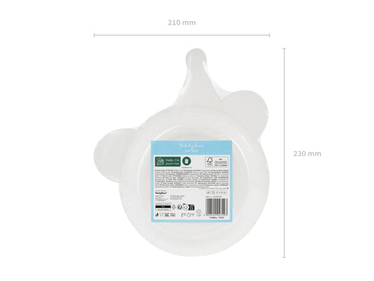 Papperstallrik, Teddybear, 6-pack