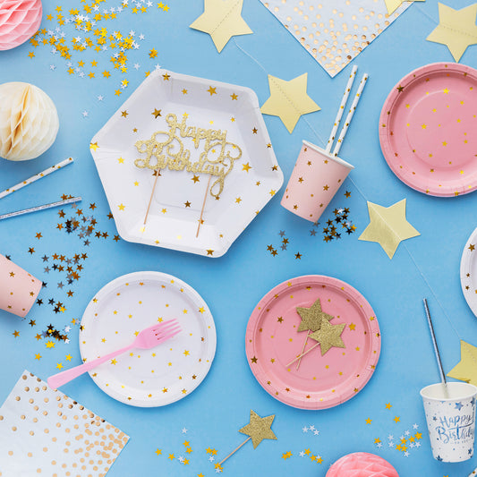Cake Topper, Happy Birthday Guld