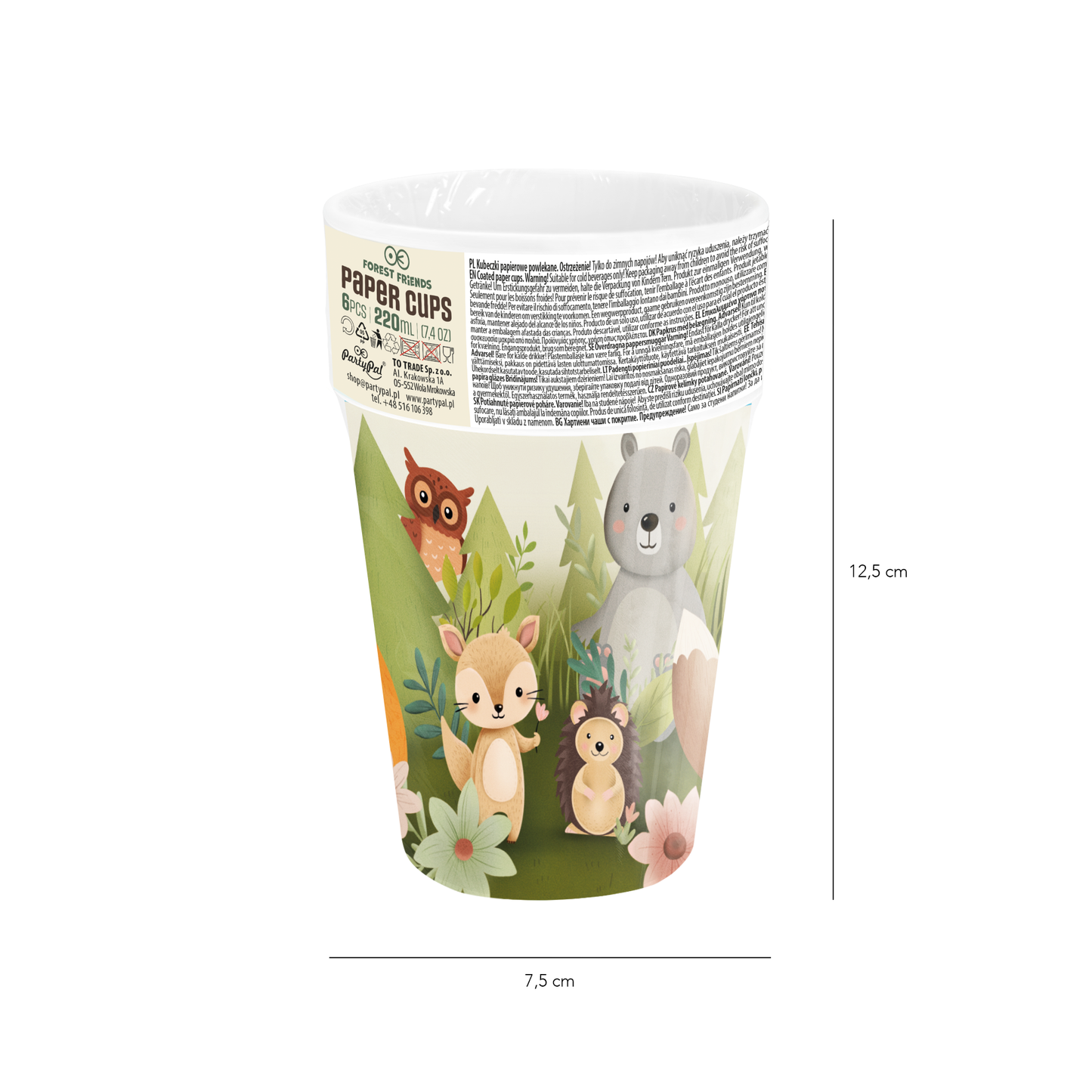 Pappersmugg, Forest Friends, 6-pack
