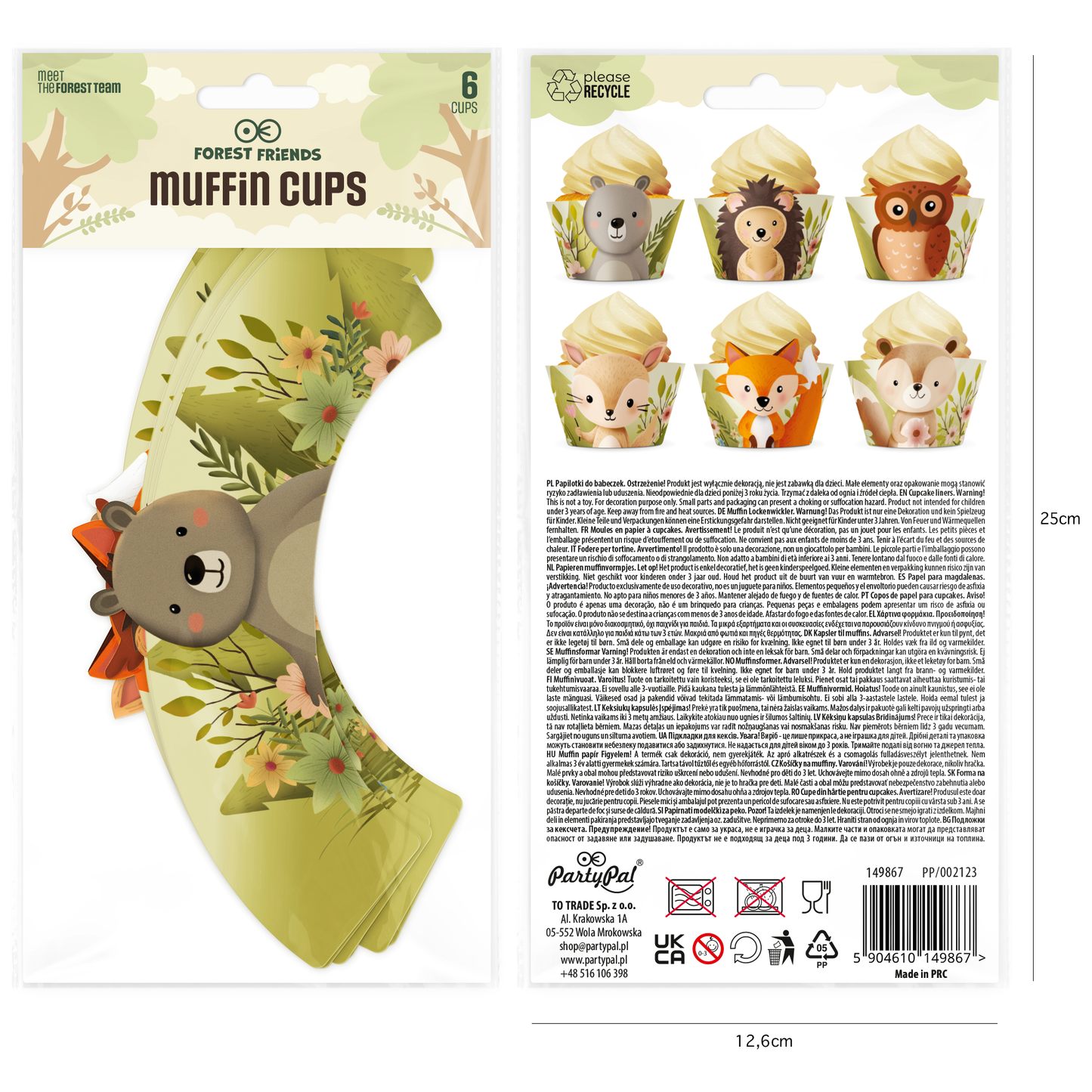 Dekoration till muffinformar, Forest Friends, 6-pack