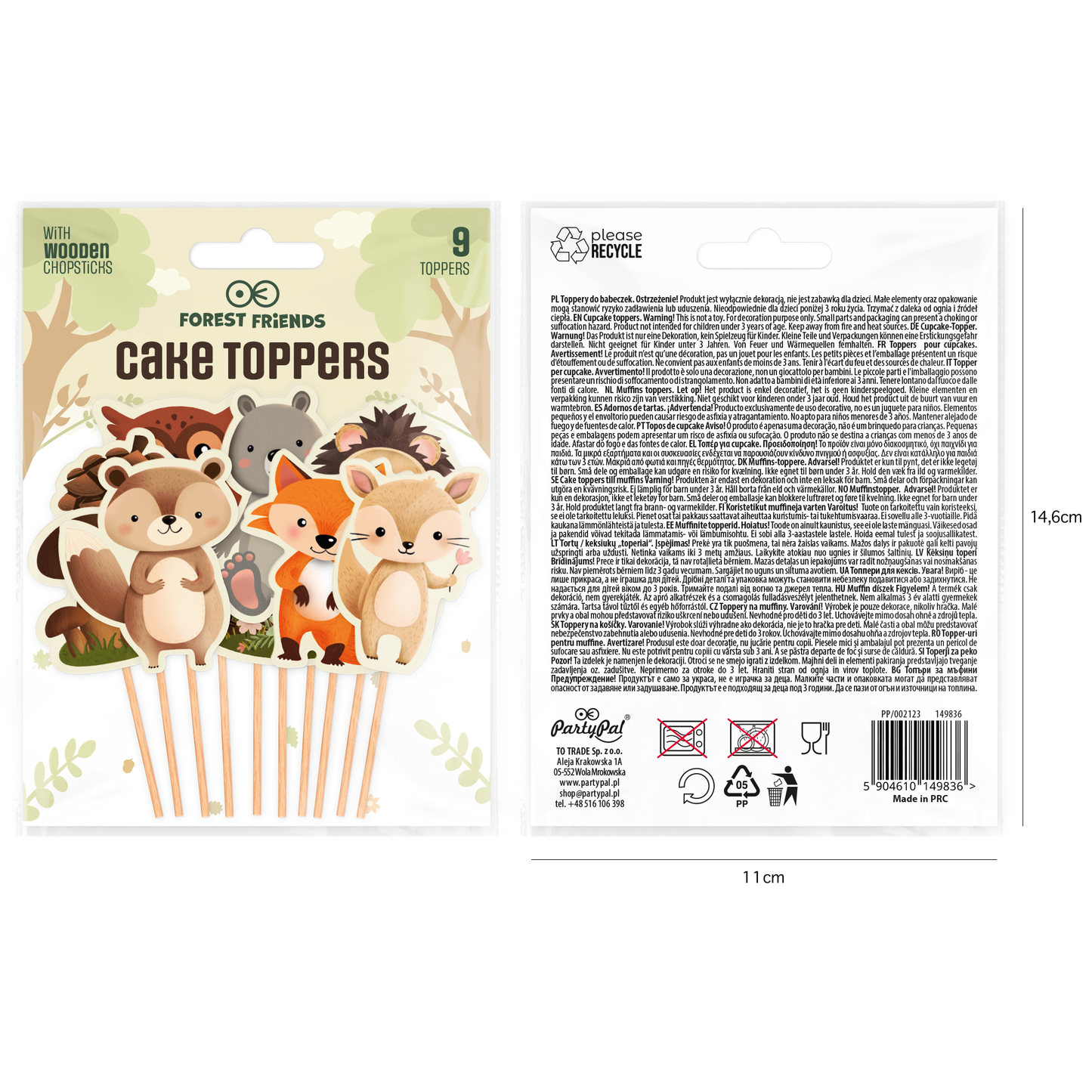 Cake Toppers, Forest Friends, 9-pack